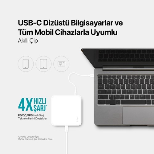 Ttec SmartCharger Quattro Gan 65W Pd Hızlı Seyahat Şarj Aleti Usb-C + 3 Usb-A - 3